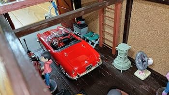 1/18 完成品　フィギュア　ドールハウスに　ミニカーに　1/64より大 Amazon.co.jp: 1／18 ジオラマ ミニカー ガレージ フィギュア